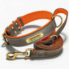 Soft Padded Personalised Leather Dog Collar with Lead Set for Small to Large Dogs