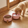 Elevated Ceramic Dog Bowl with Wood Stand for Food and Water - 300ML & 400ML