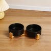 Elevated Ceramic Dog Bowl with Wood Stand for Food and Water - 300ML & 400ML