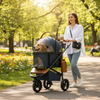Dog Stroller Pram for Small to Medium Pets with Large Wheels and Safety Restraints