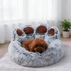 Large Dog Bed Ultra-Soft Plush Paw-Shaped Design with Non-Slip Base