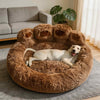 Large Dog Bed Ultra-Soft Plush Paw-Shaped Design with Non-Slip Base